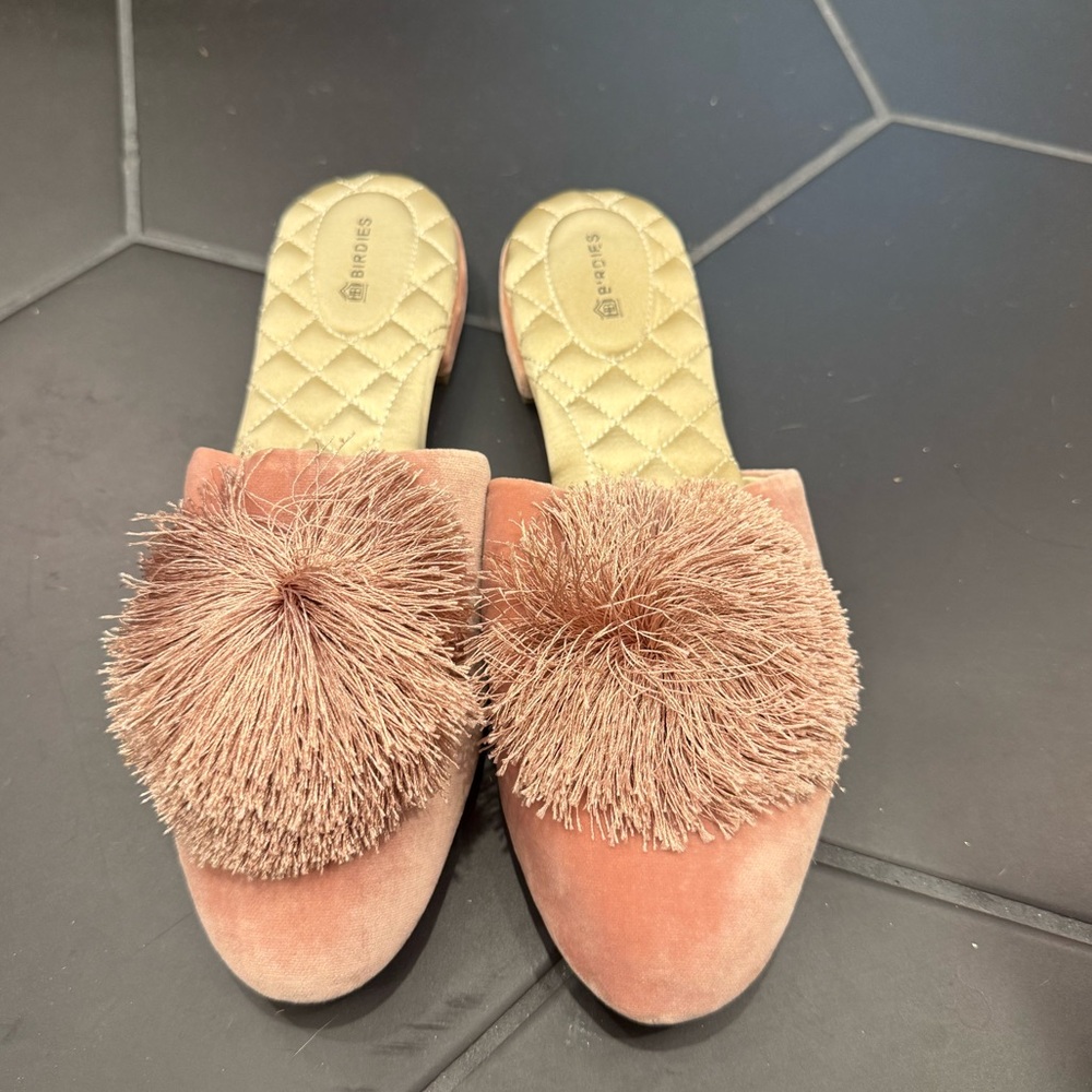 Birdies Blush Pink Slippers with Tassel Accent